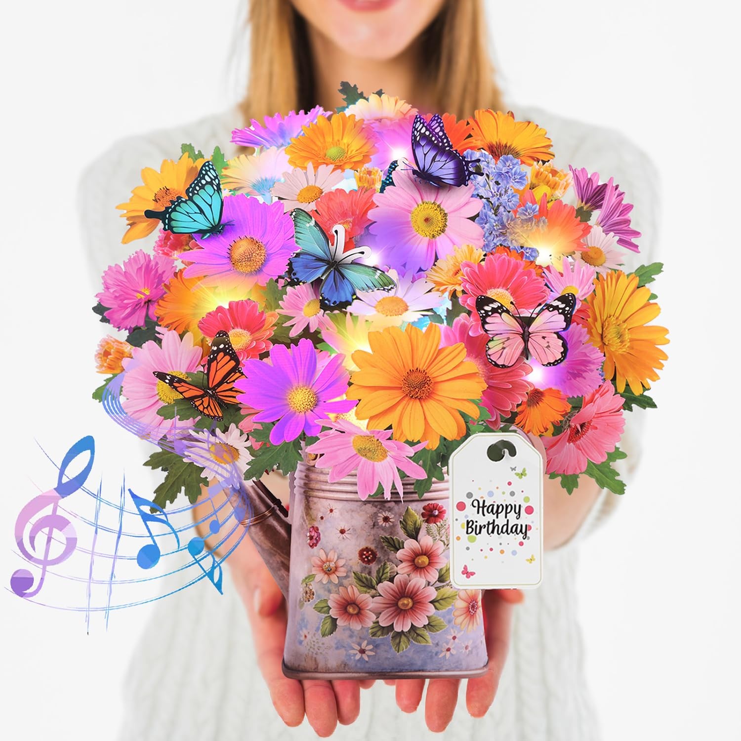 3D Pop Up Birthday Card with Music Lights – Flower Bouquet Gift