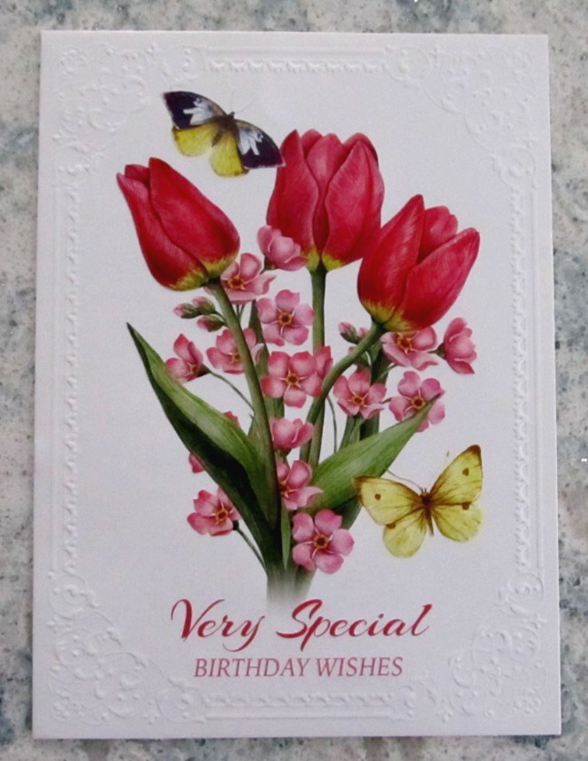 Exclusively Crafted For You Birthday Card, Env. & Seal -Bouquet of Pretty Tulips