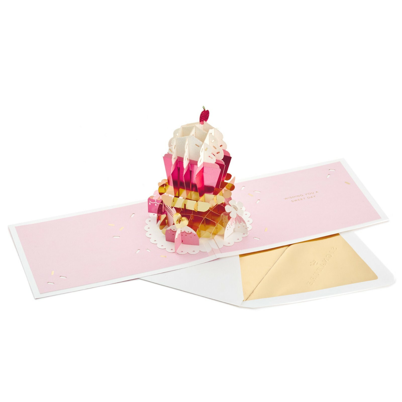 Hallmark Birthday Card ~ Pop Up Sprinkled Pink Cupcake ~ INTRICATE Paper Art