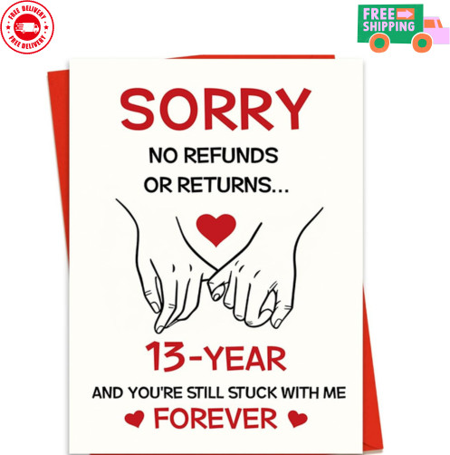 13Th Anniversary Card, 13 Year Anniversary Card for Him Her, Funny Romantic