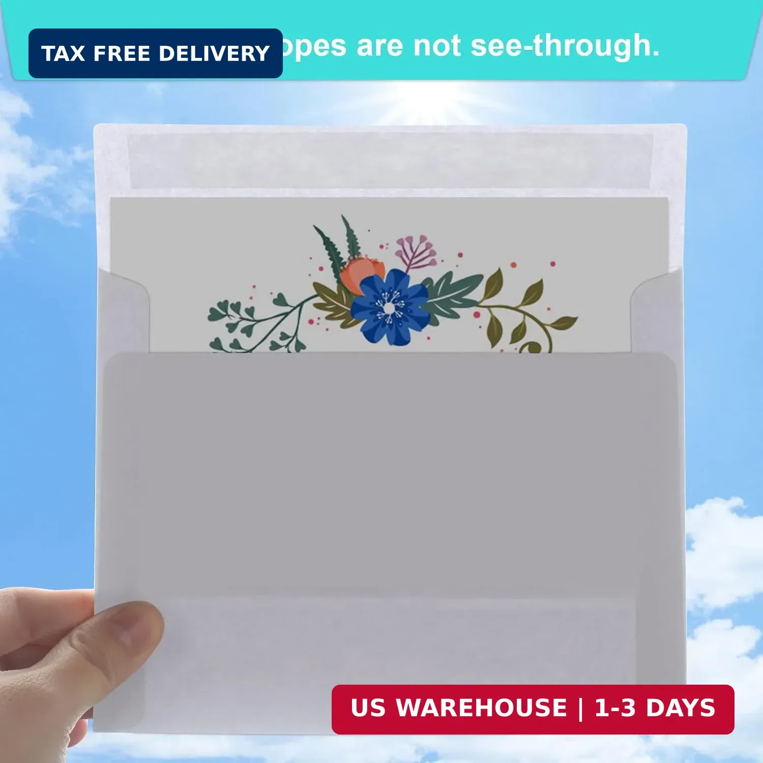 50 Packs 5×7 Envelopes, White A7 5×7 Envelopes for Invitations, Printable, Self