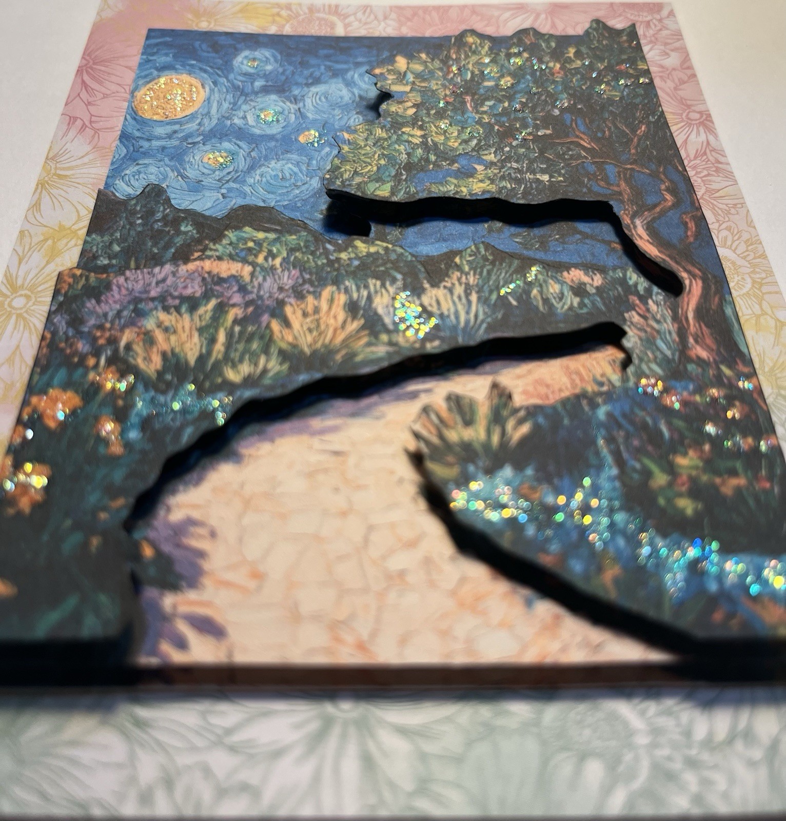 Handmade Greeting Card Art 3D Van Gogh Style SCRAPZ By Kim