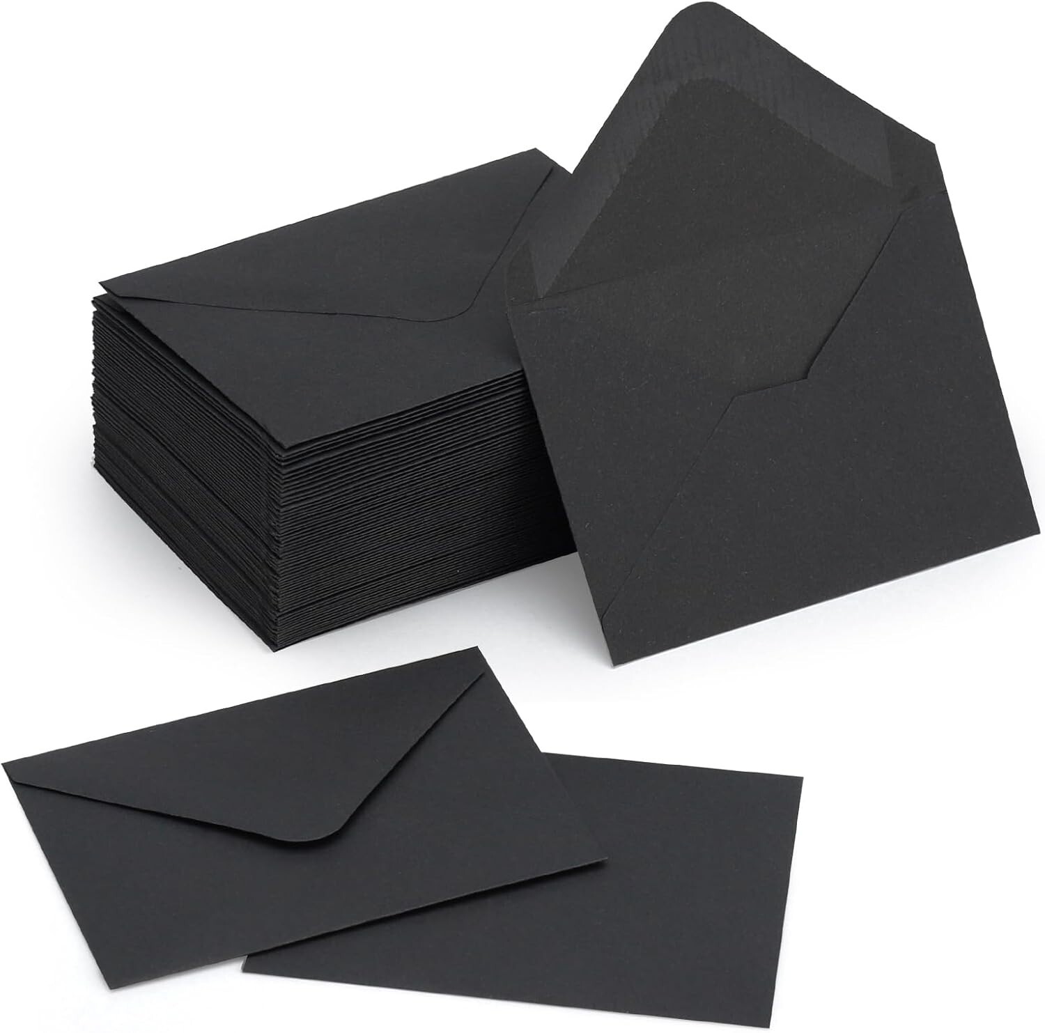 100 Sets Mini Black Envelopes with Small Blank Gift Business Card Wedding