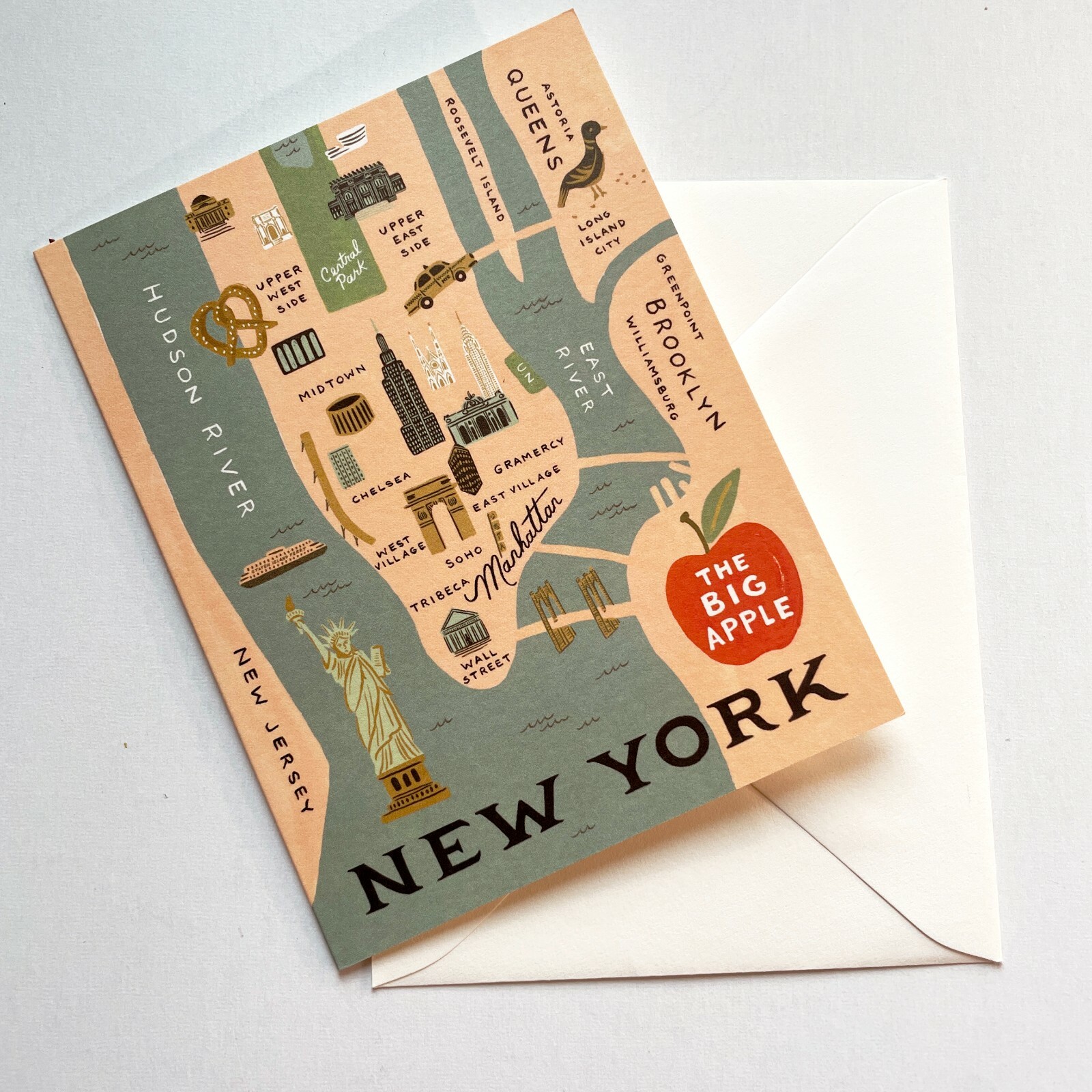RIFLE PAPER CO. Greeting Card & Envelope – “NYC” Travel City Map Illustration A2