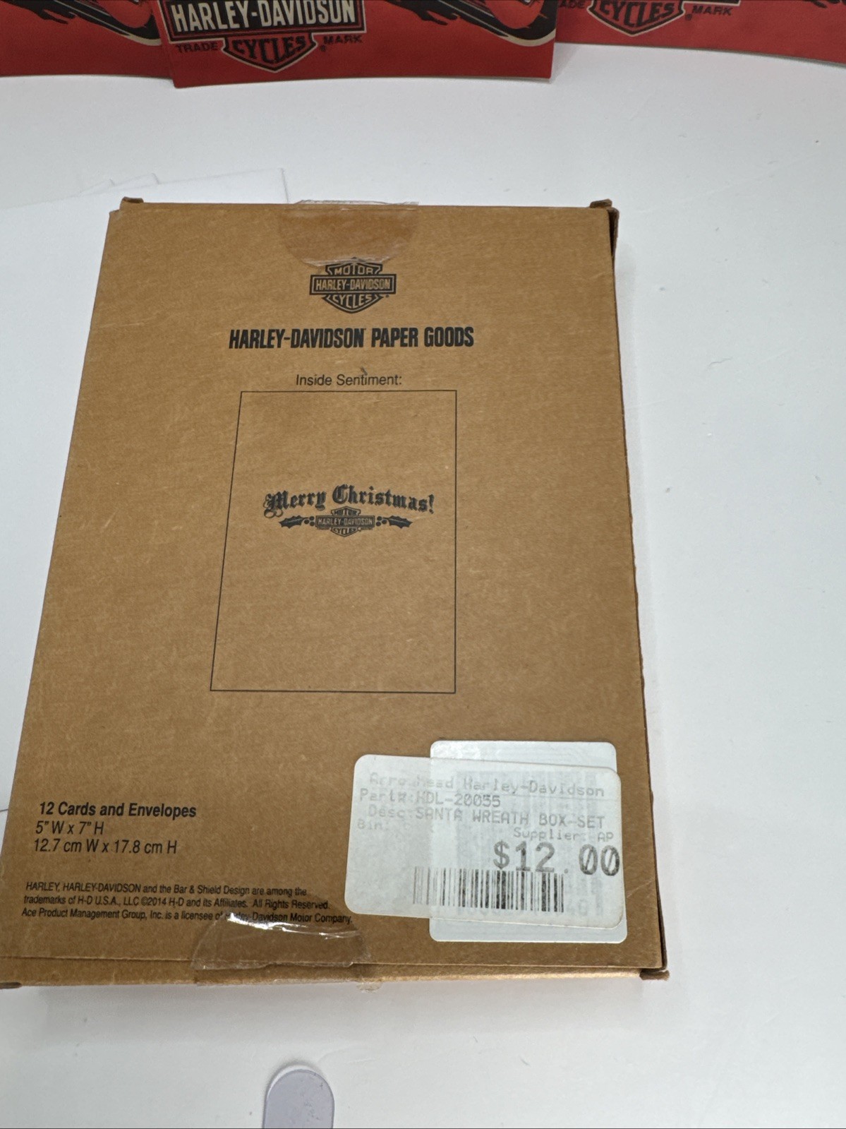HARLEY DAVIDSON CHRISTMAS CARDS (3) 2014Santa Wreath Holiday