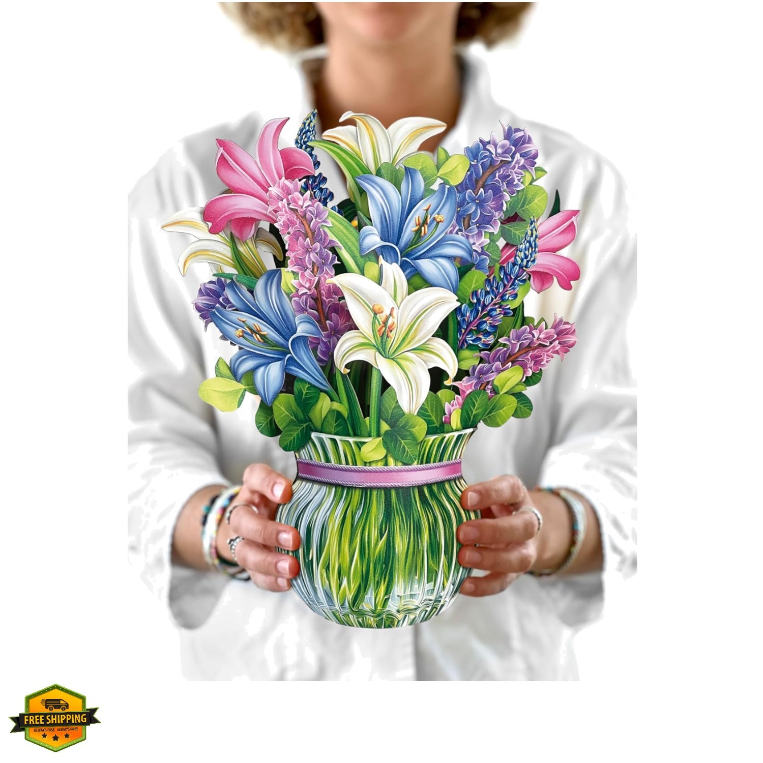 Pop Up Cards, Lilies & Lupines, 12 Inch Life Sized Forever Flower Bouquet 3D …