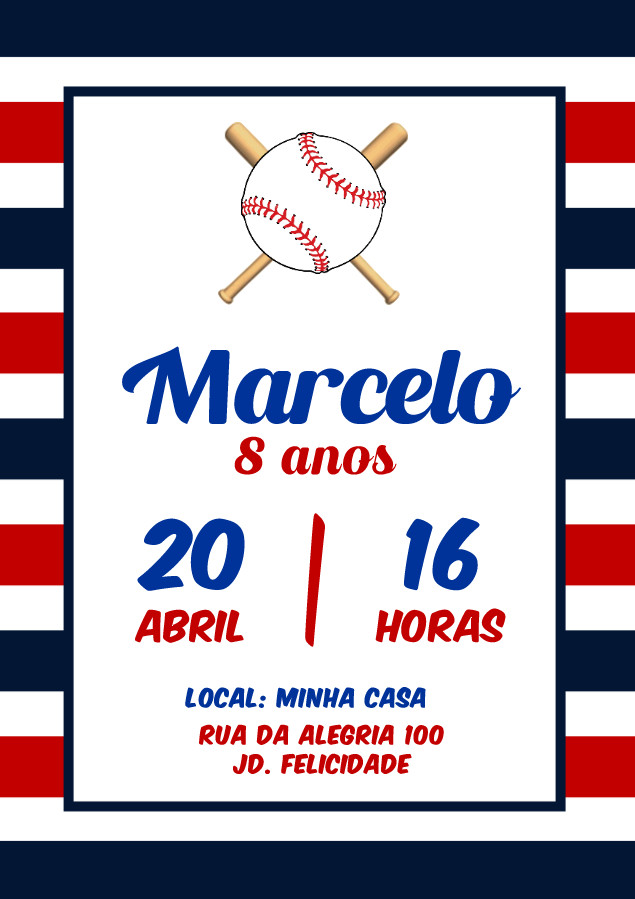 Digital Baseball Birthday Party Invitation | Personalized Texts 001