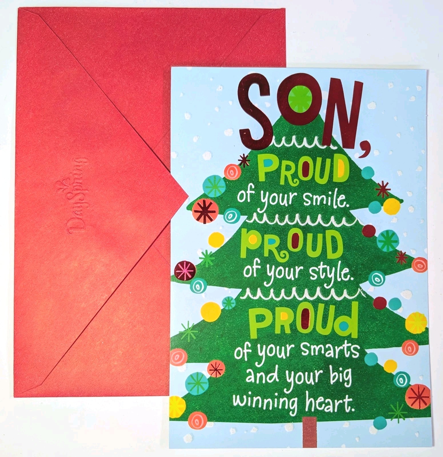 NEW Hallmark Christmas Card for Son PROUD OF SMILE, PROUD OF STYLE 5.75″ x 8″