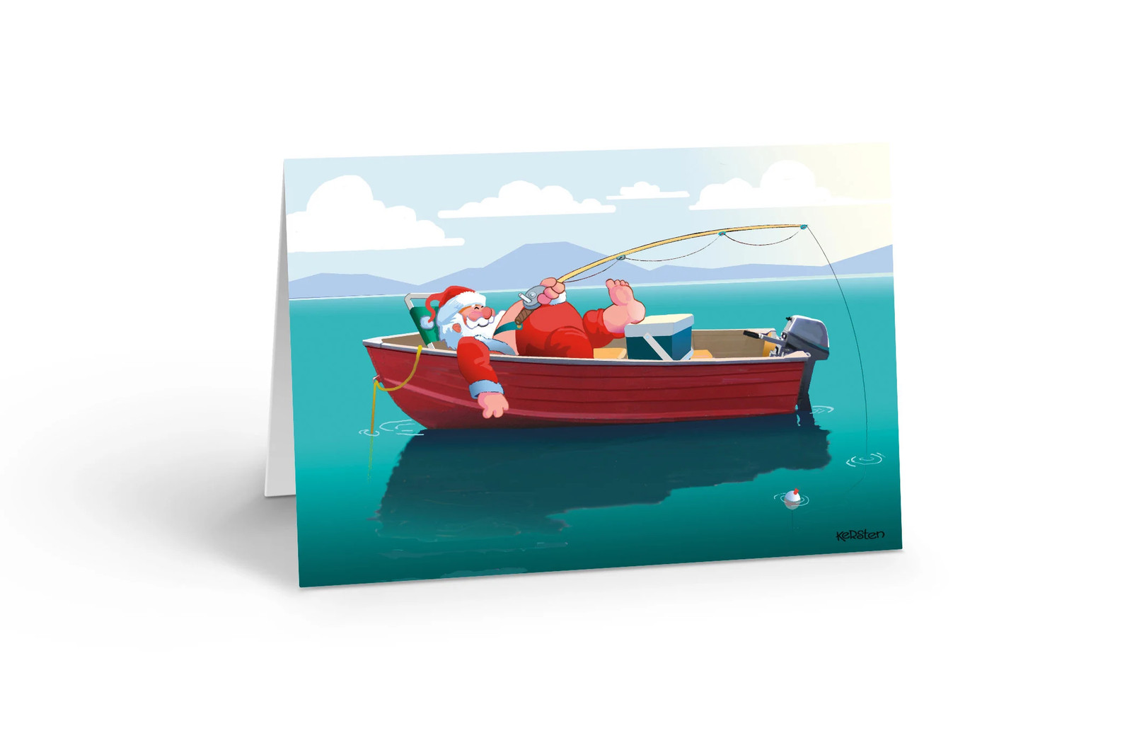 Santa’s Fishing Break Christmas Card – 18 Cards & Envelopes – 60033