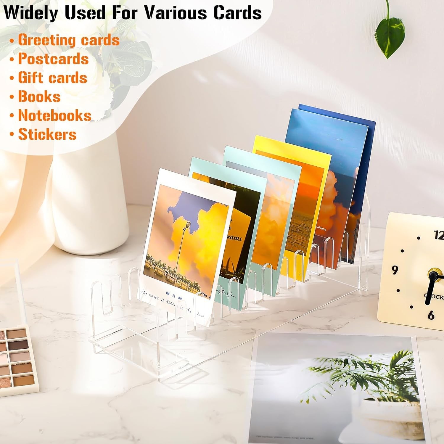 12-Tier Clear Acrylic Greeting Card Display Stand Countertop Organizer