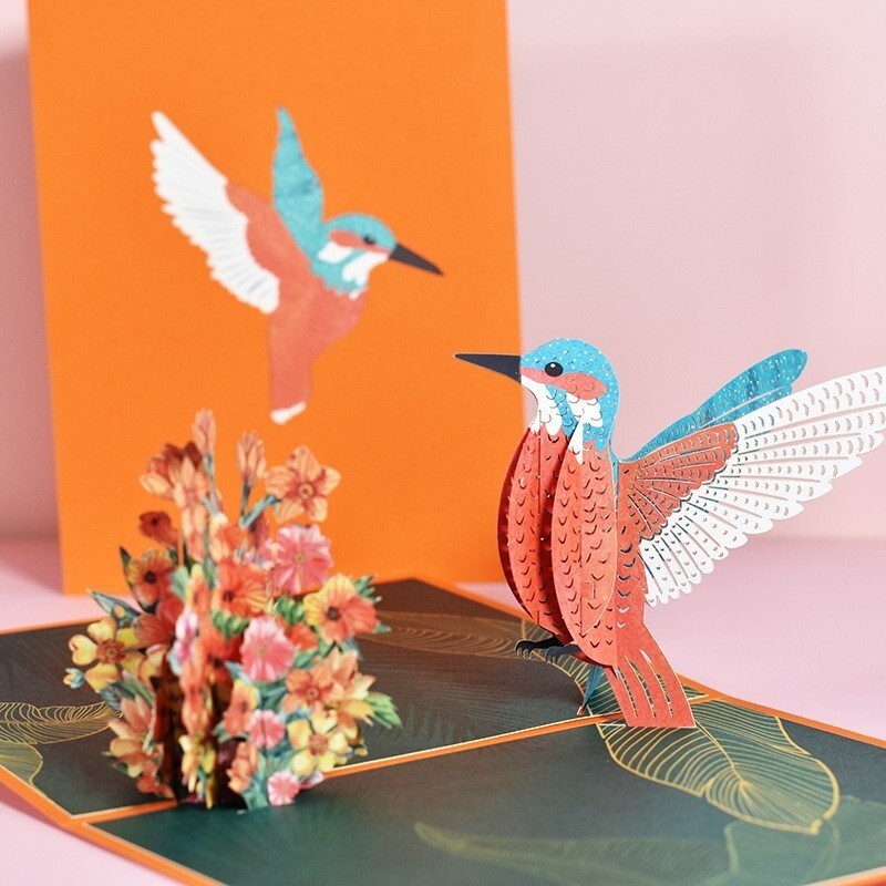 3D Pop UP card Brithday card greeting card for kids hummingbird Personalized