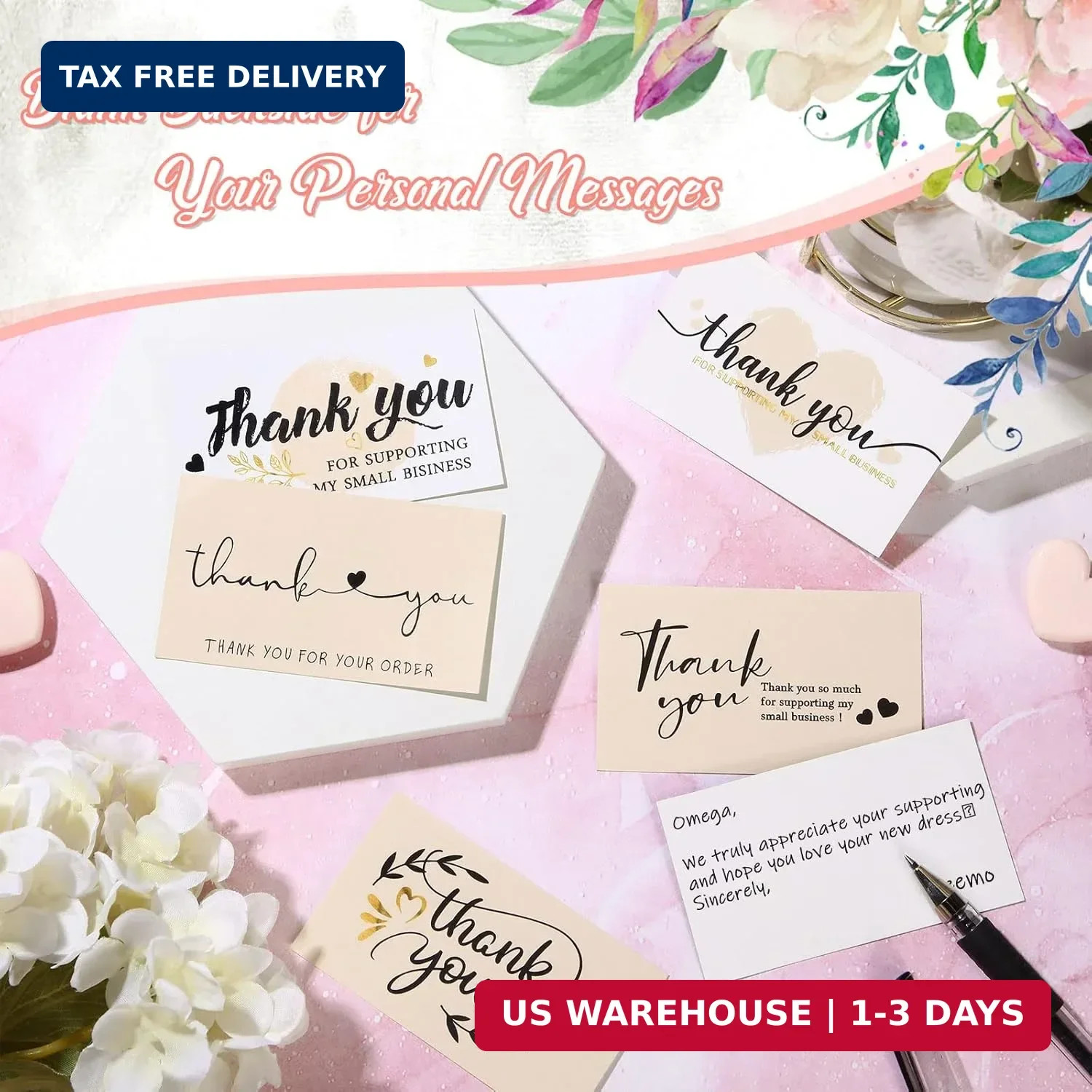 120 Pieces Thank You for Supporting My Small Business Cards Mini Thank You Cards