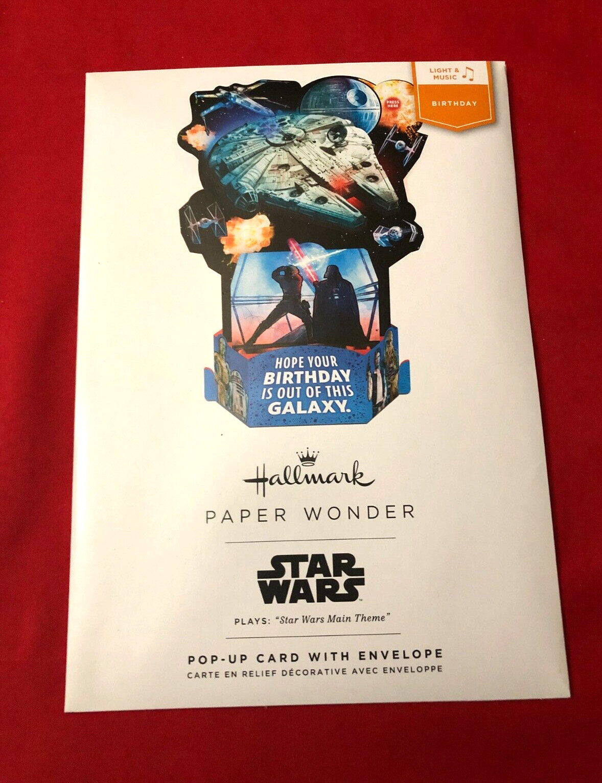 3D Pop-Up STAR WARS B-DAY Greeting Card Hallmark Paper Wonder LIGHT & MUSIC