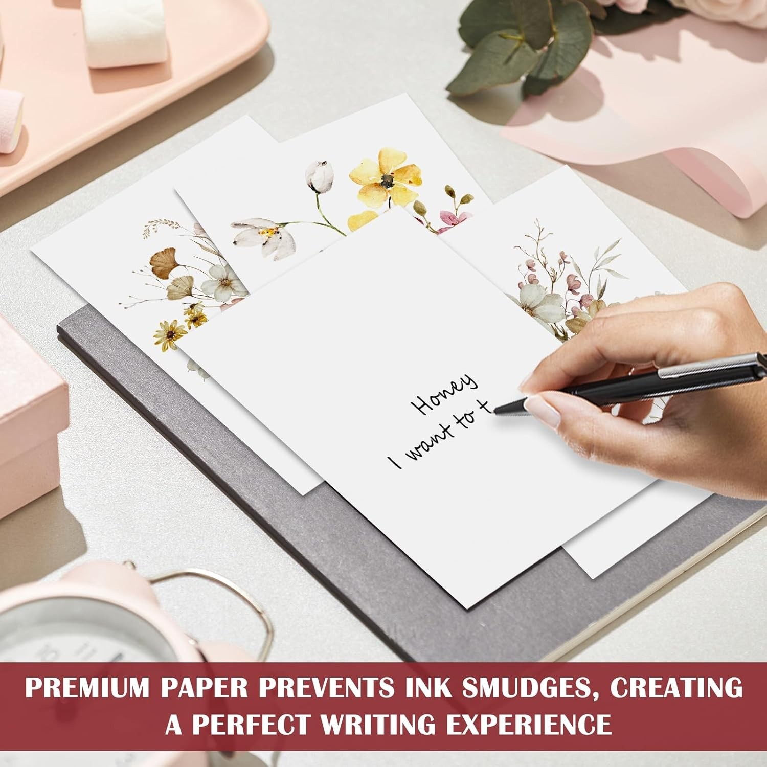 30 Blank Greeting Cards 4×6 with Envelopes Floral Note Cards Assorted Designs