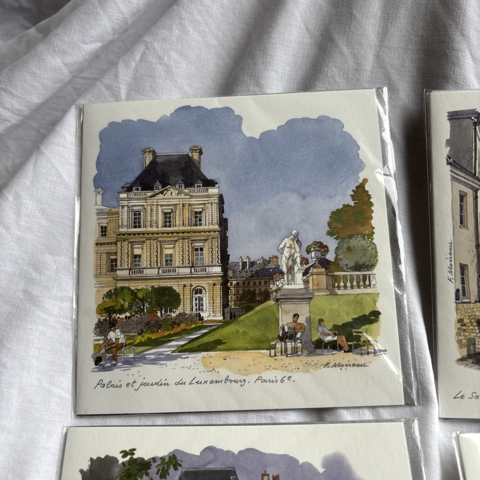 La Place Vendôme Paris France Vintage Note Cards Envelopes Lot of 6 Birds Artsy