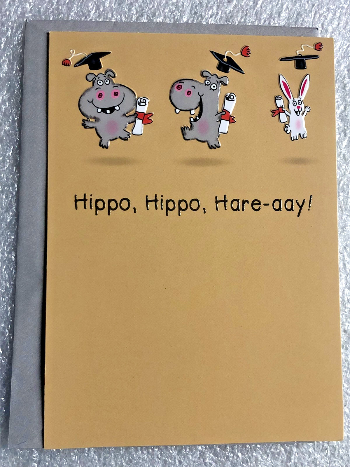 GRADUATION CARD RECYCLED PAPER GREETINGS “HIPPO, HIPPO, HARE-AAY! YOU DID IT!..”