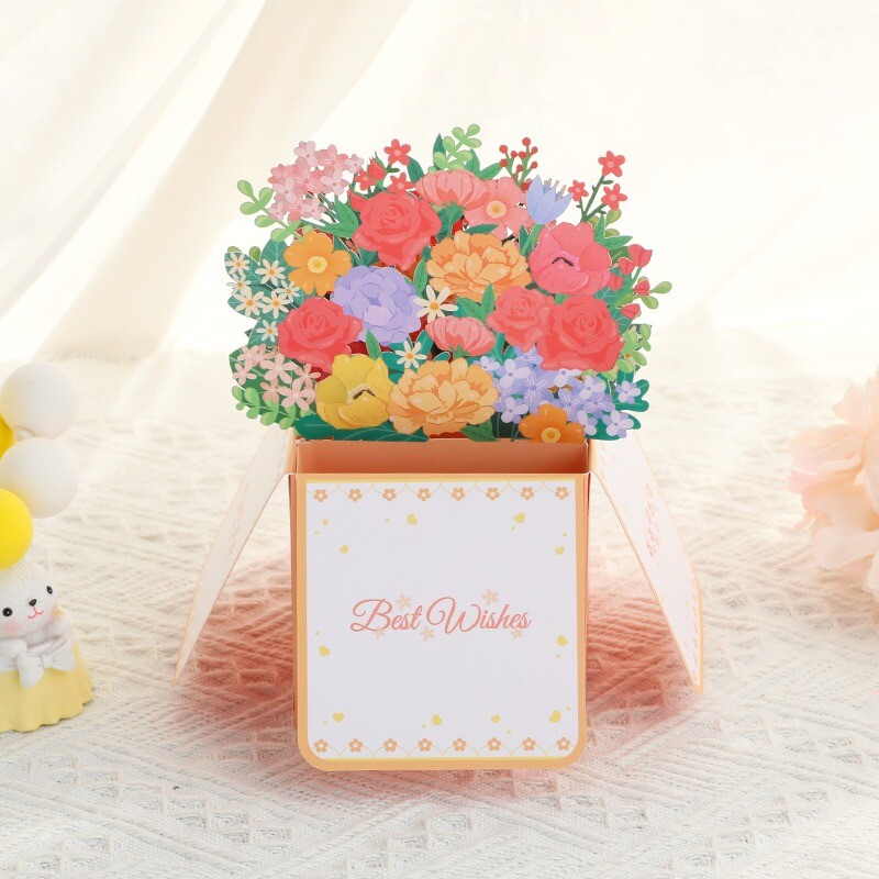 2pcs 3D Box Greeting Cards Paper with Blank Card Wedding Birthday Gift Cards