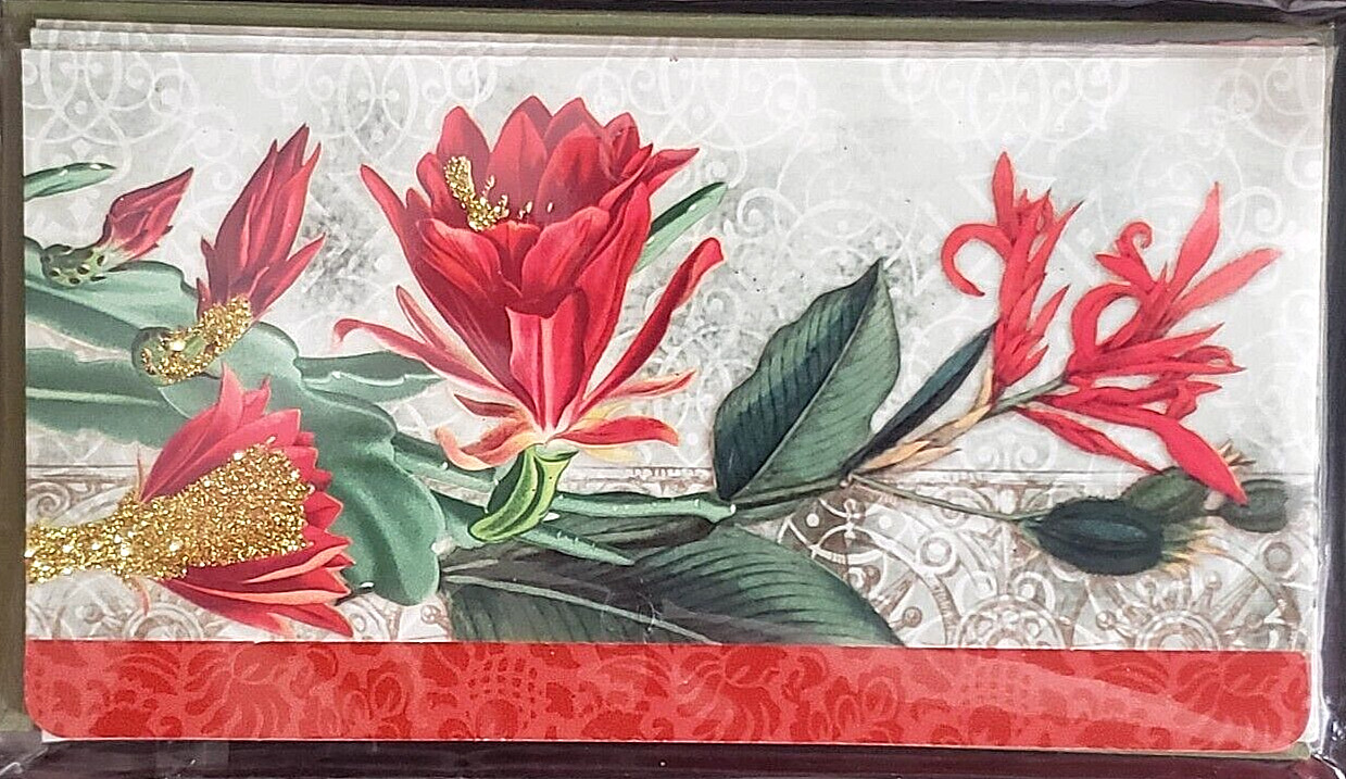 Michaels Brand POINSETTIA Holiday Note Cards 6.5″ x 3.5″ – Set of 5