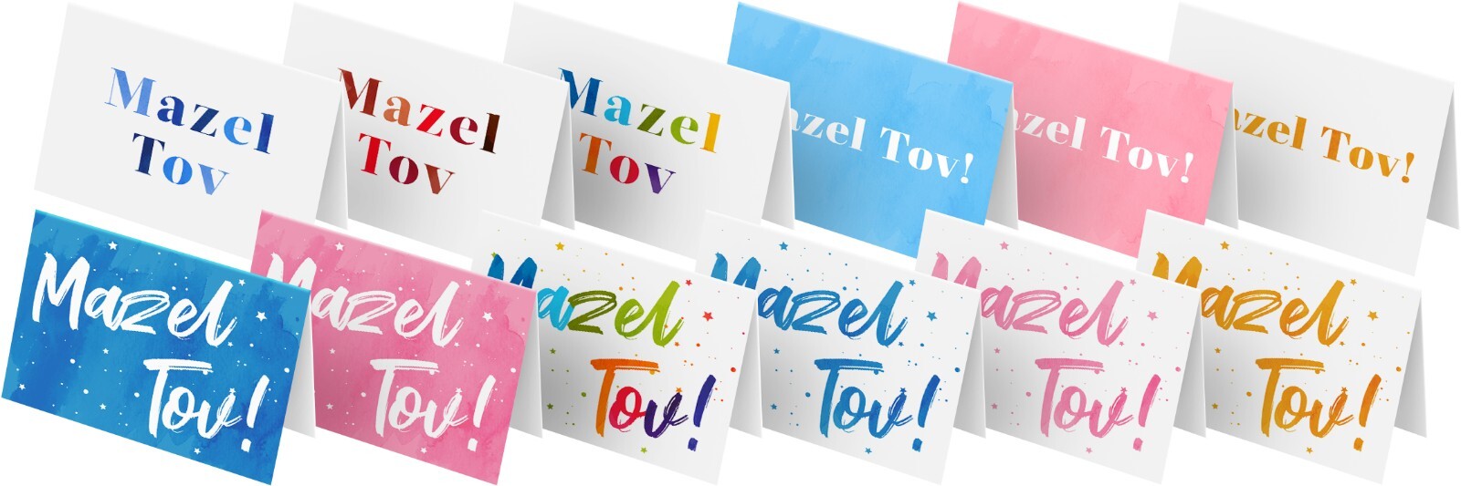 Mazel Tov Greeting Cards for Bar and Bat Mitzvah, Birthdays, Weddings, 10-Pack