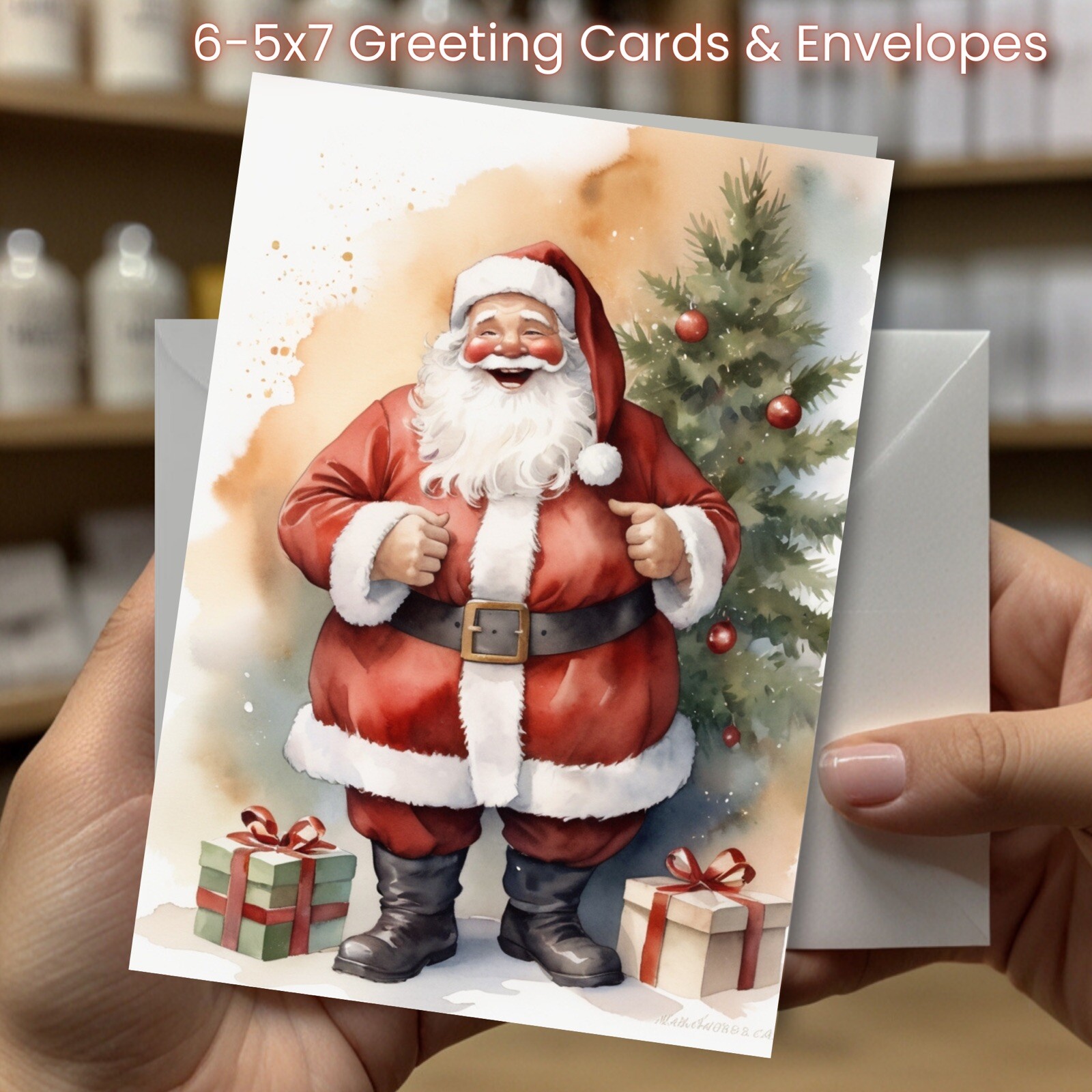 Christmas Greeting Cards w/ Envelope – Set of 6 -5×7 Cards & Envelopes #001