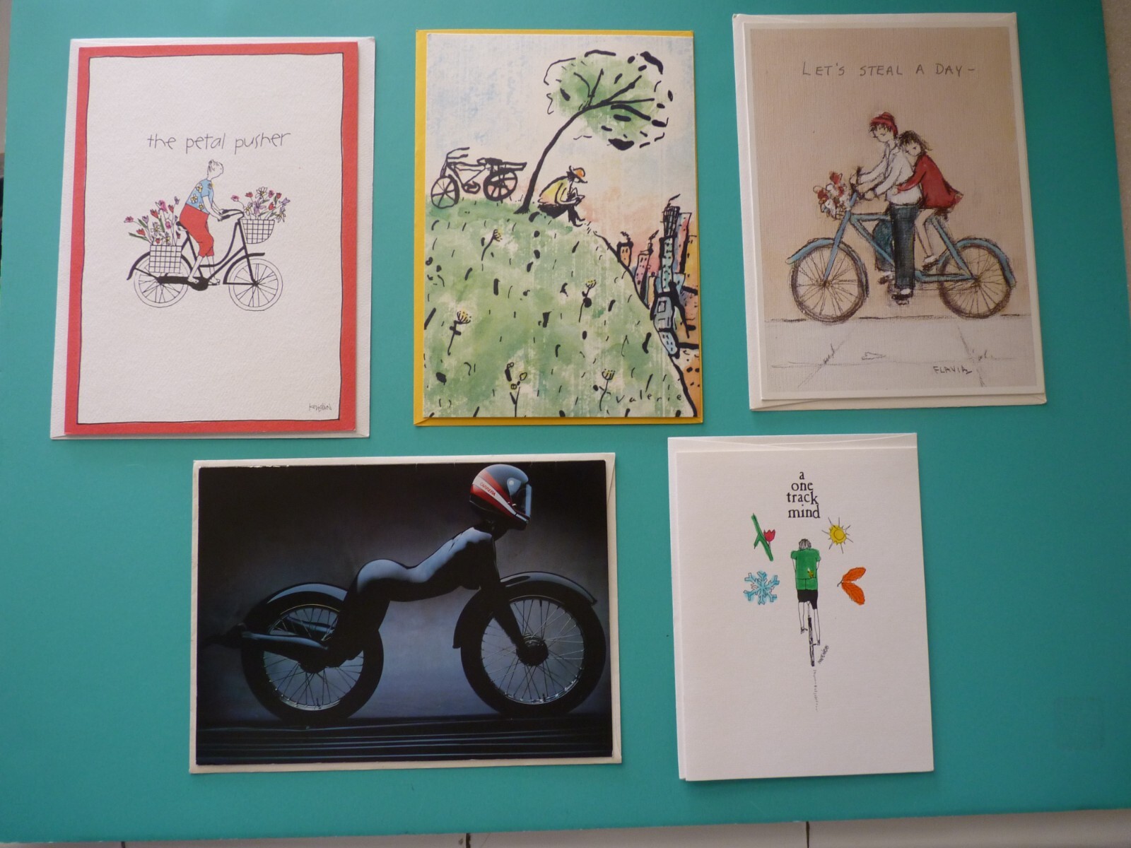 Biking Bicycling Themed Any Occasion Greeting Cards Lot of (5) Different