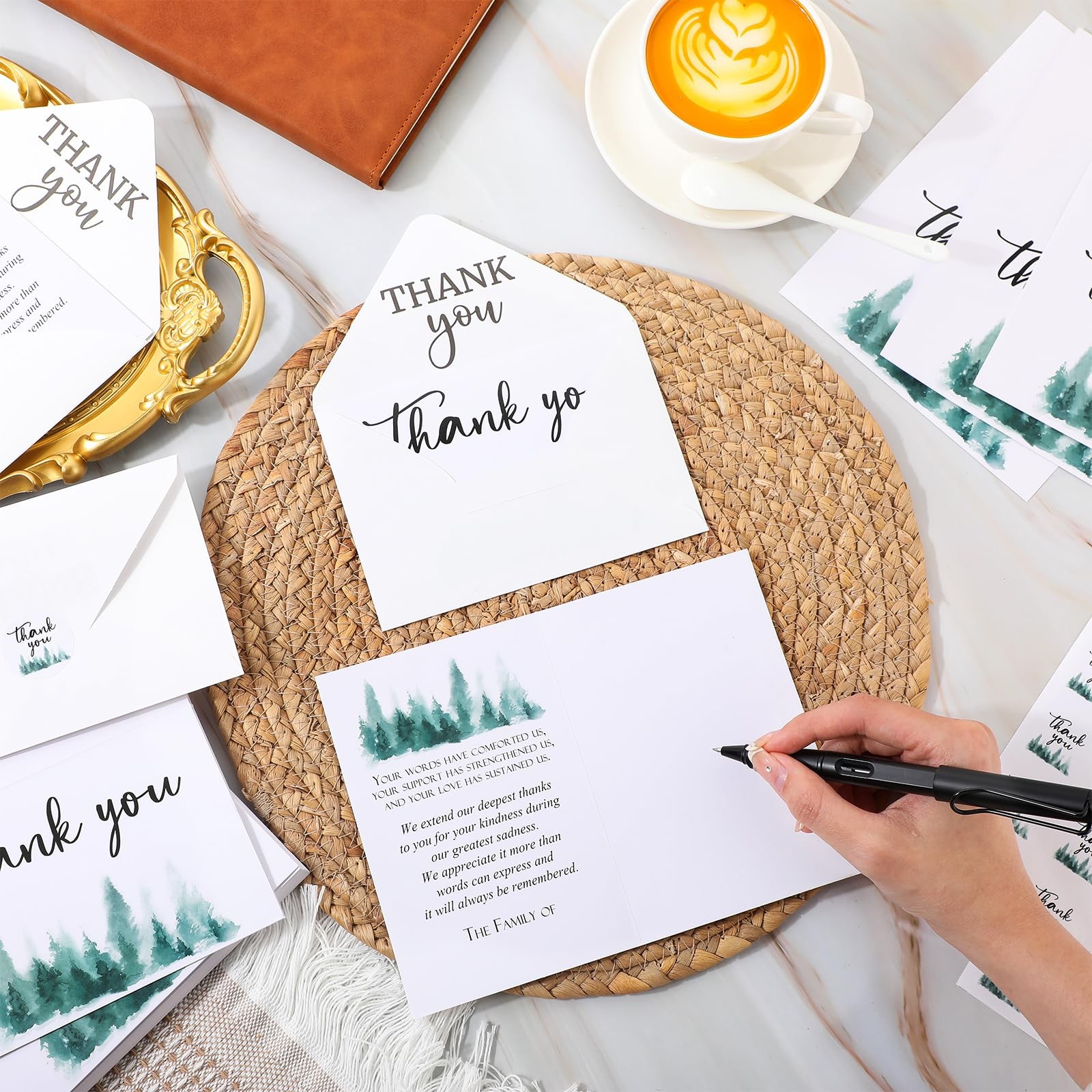 50 Set Funeral Thank You Cards with Envelopes and Stickers Thank You Sympathy…