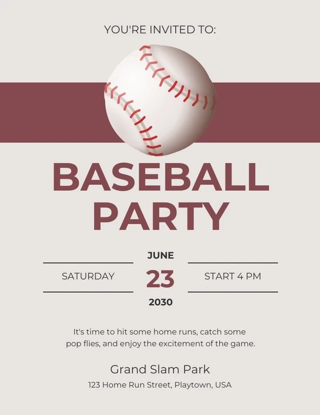 Digital Baseball Birthday Party Invitation | Personalized Texts 001