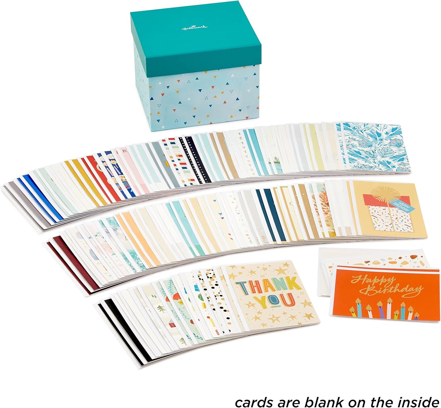 Assorted Blank Greeting Cards Box Set with Organizer Pack of 100