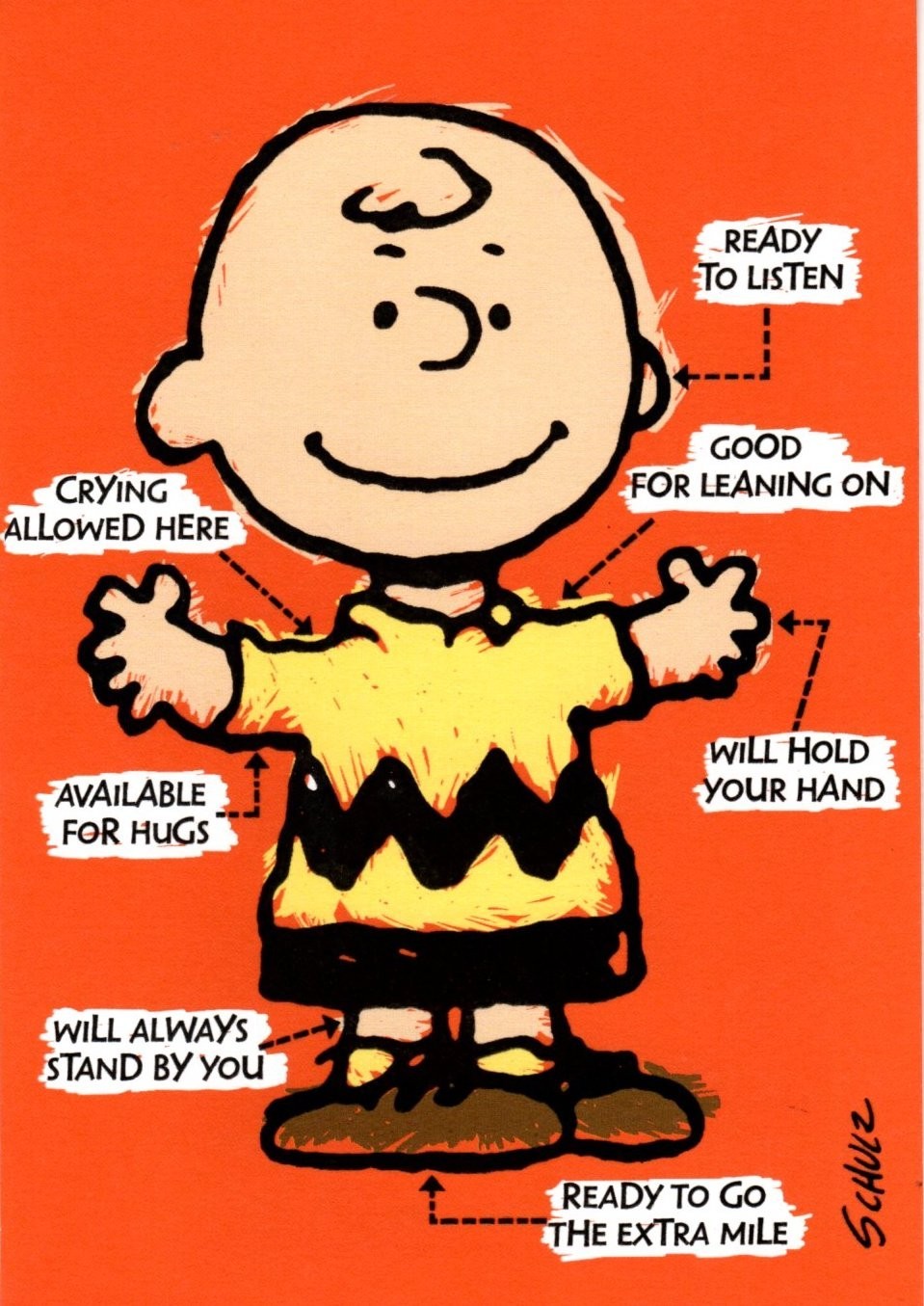 Charlie Brown Solid Friend Encouragement I’m Here For You Hallmark Greeting Card