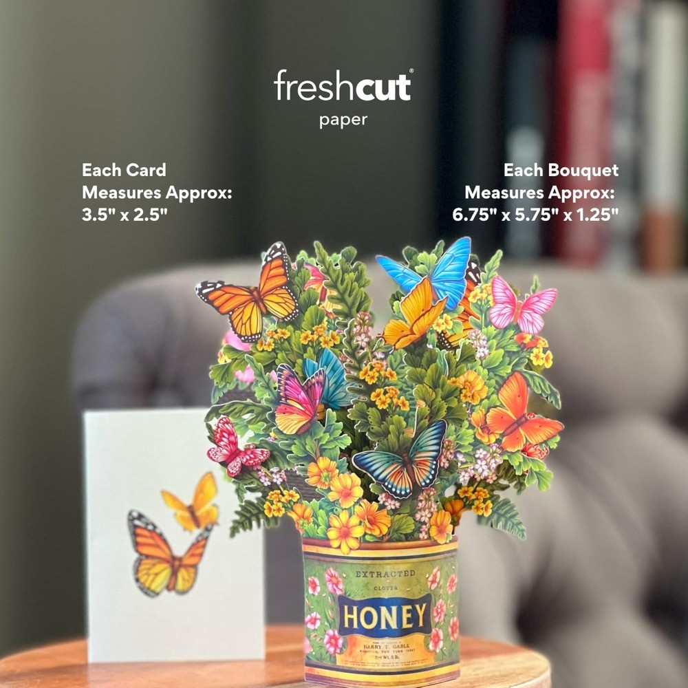 5 Pack Freshcut Paper Mini 3D Pop Up Flower Cards Birthday Thank You Envelopes