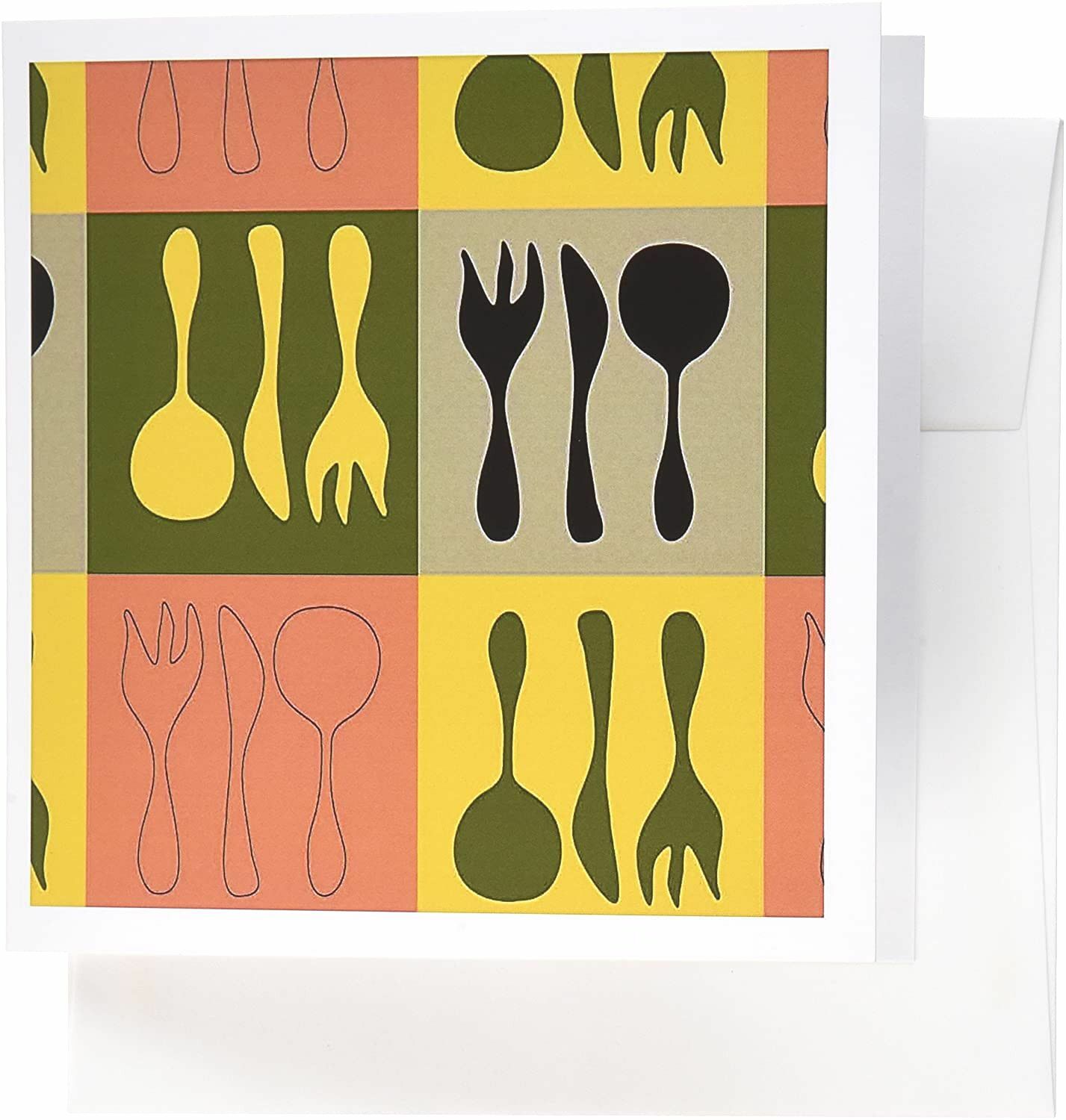 3dRose Silverware pattern – Greeting Cards, 6 x 6 inches, set of 6 (gc_38370_1)
