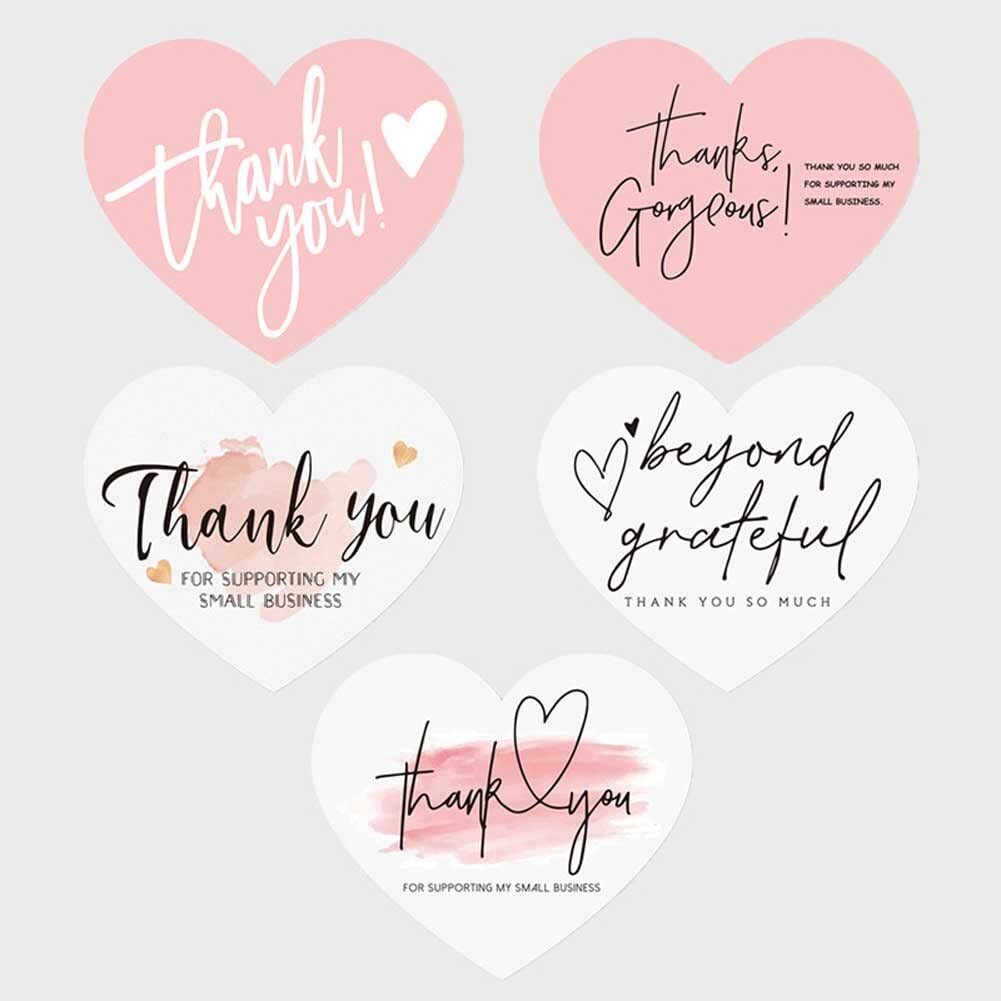150 Thank You Cards for Business – Heart-Shaped Pink Inserts for Retail Orders