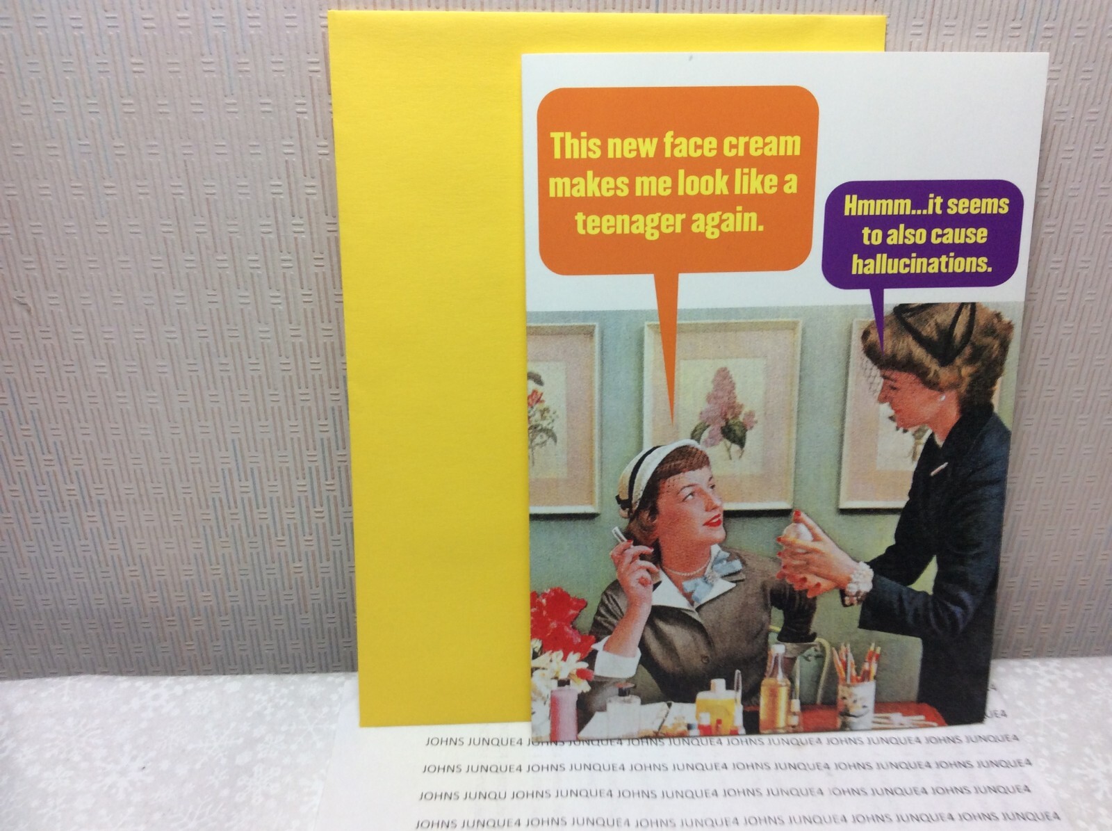 RSVP HAPPY BIRTHDAY GREETING CARD New w/envelope “This new face cream makes me”