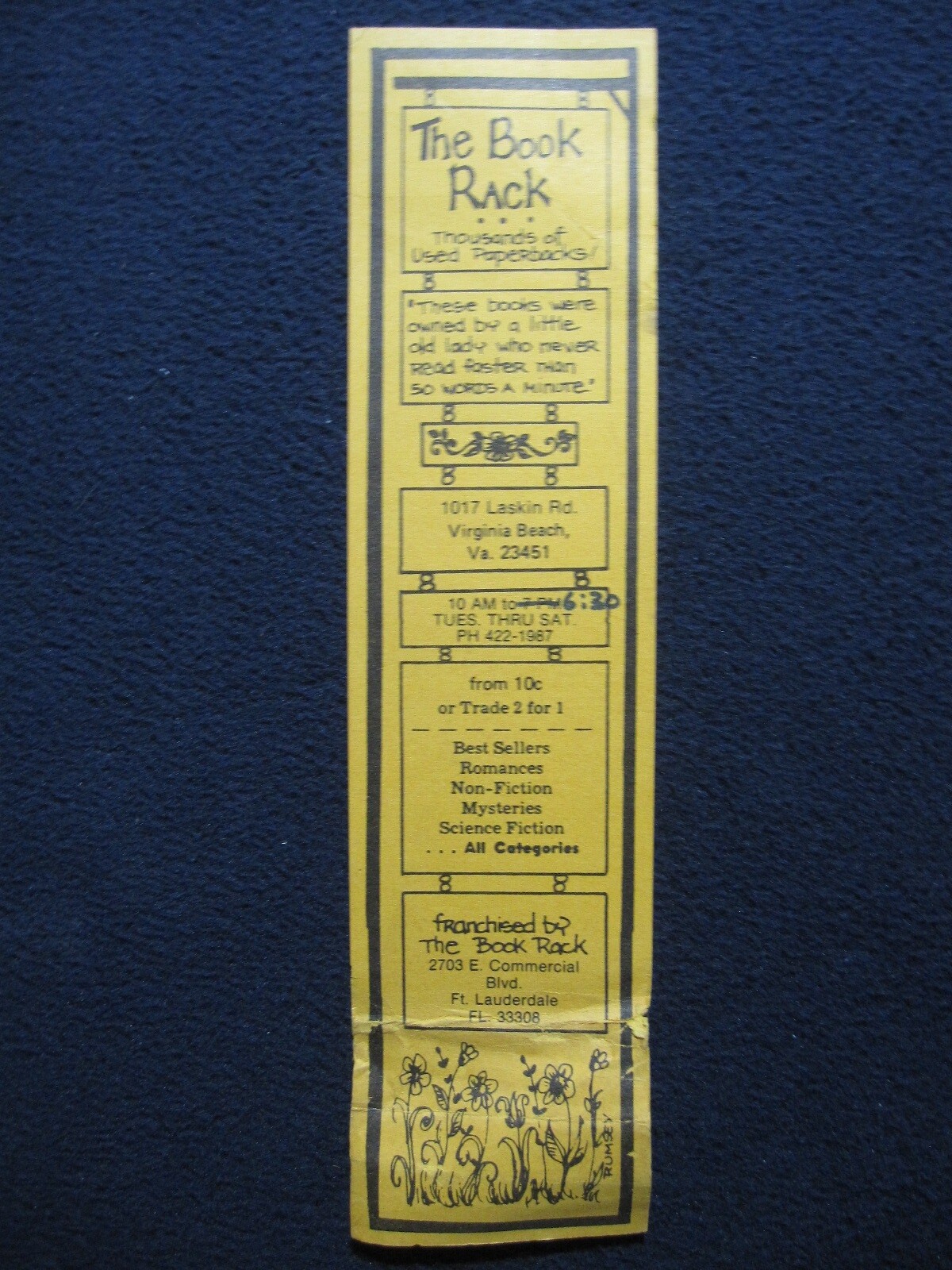 The Book Rack Bookmark – Includes Shipping! Ft. Lauderdale Fl