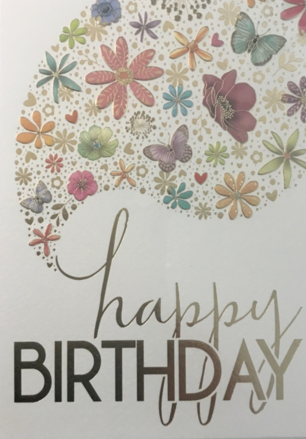 Quire Publishing- Happy Birthday- Flowers & Butterfly’s- Embossed,Foil-Holland