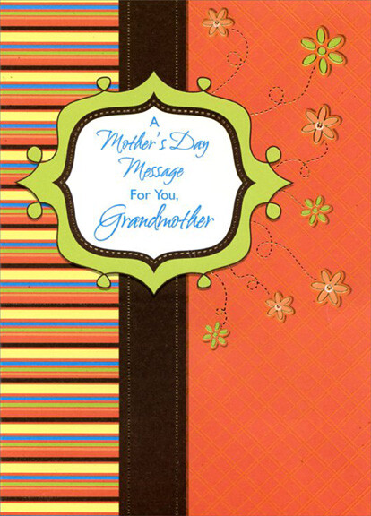 Green Banner on Brown, Orange and Yellow: Grandmother – Mother’s Day Card