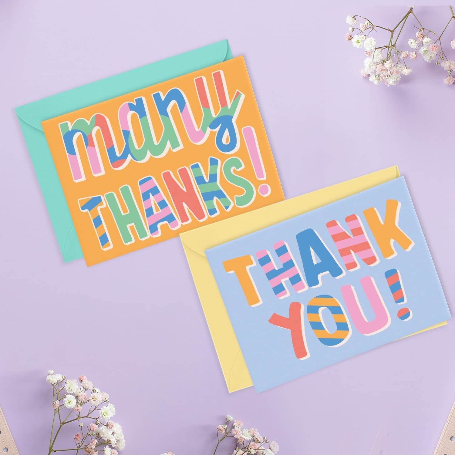 Blank Thank You Cards with Envelopes, 24 Pack, Gitude Notes, Colorful