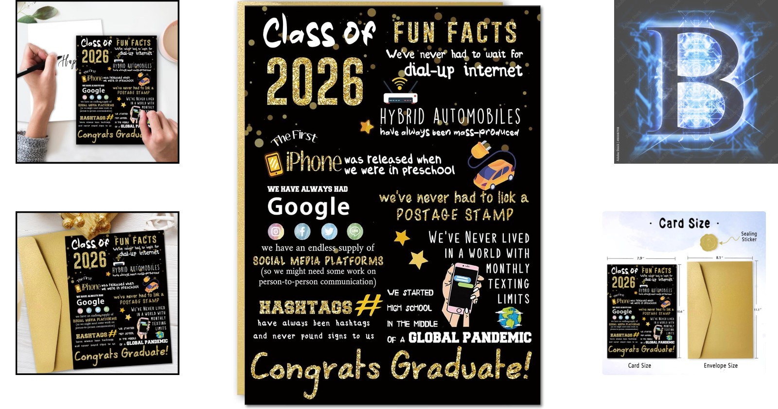 Elegant 2026 Graduation Card – Large Size with High-Quality Finish for Graduates