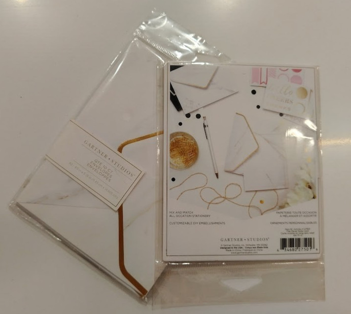 GARTNER 10 Blank Note Cards 4.5×5.5 in Design + 10 Gold Trim Envelopes 4.5×5.75″