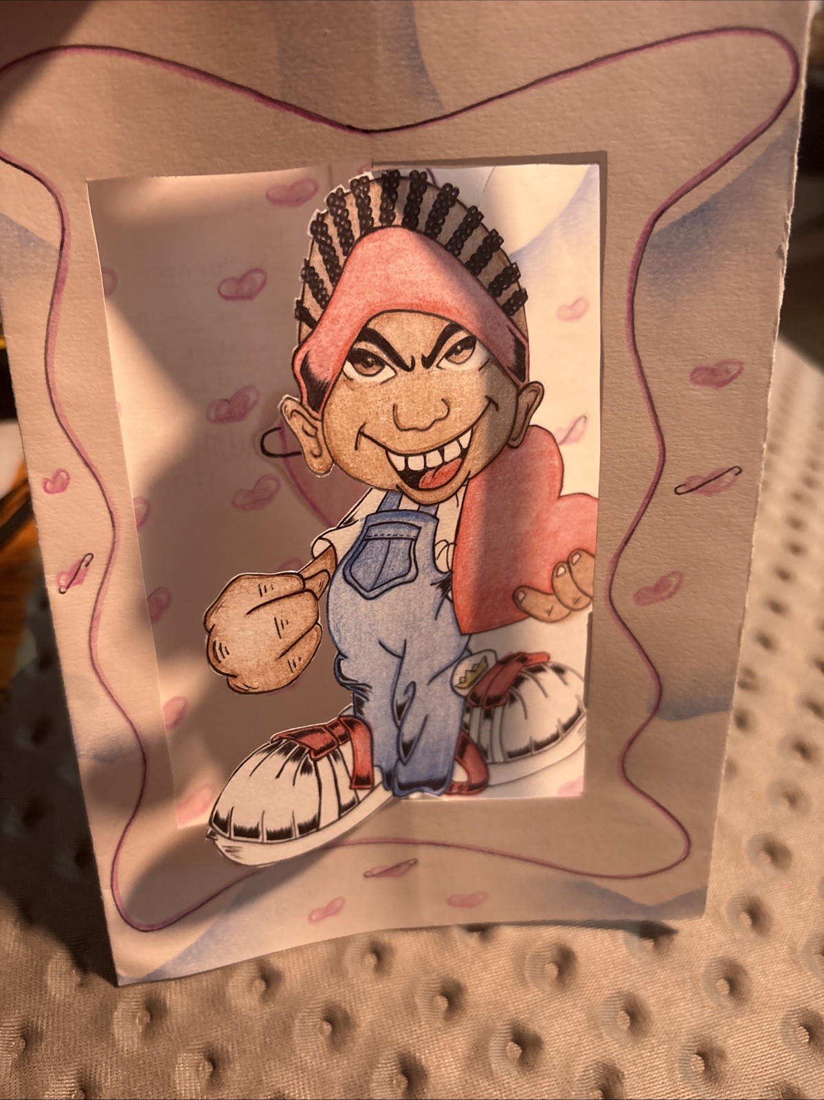 Rare Original Prison Artwork Pop Up Greeting Card 5.25” X 8.75” One Of A Kind
