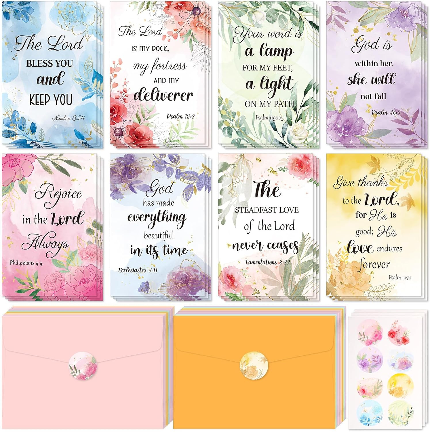 24 Pcs Inspirational Christian Greeting Cards with Scripture Encouragement Flora