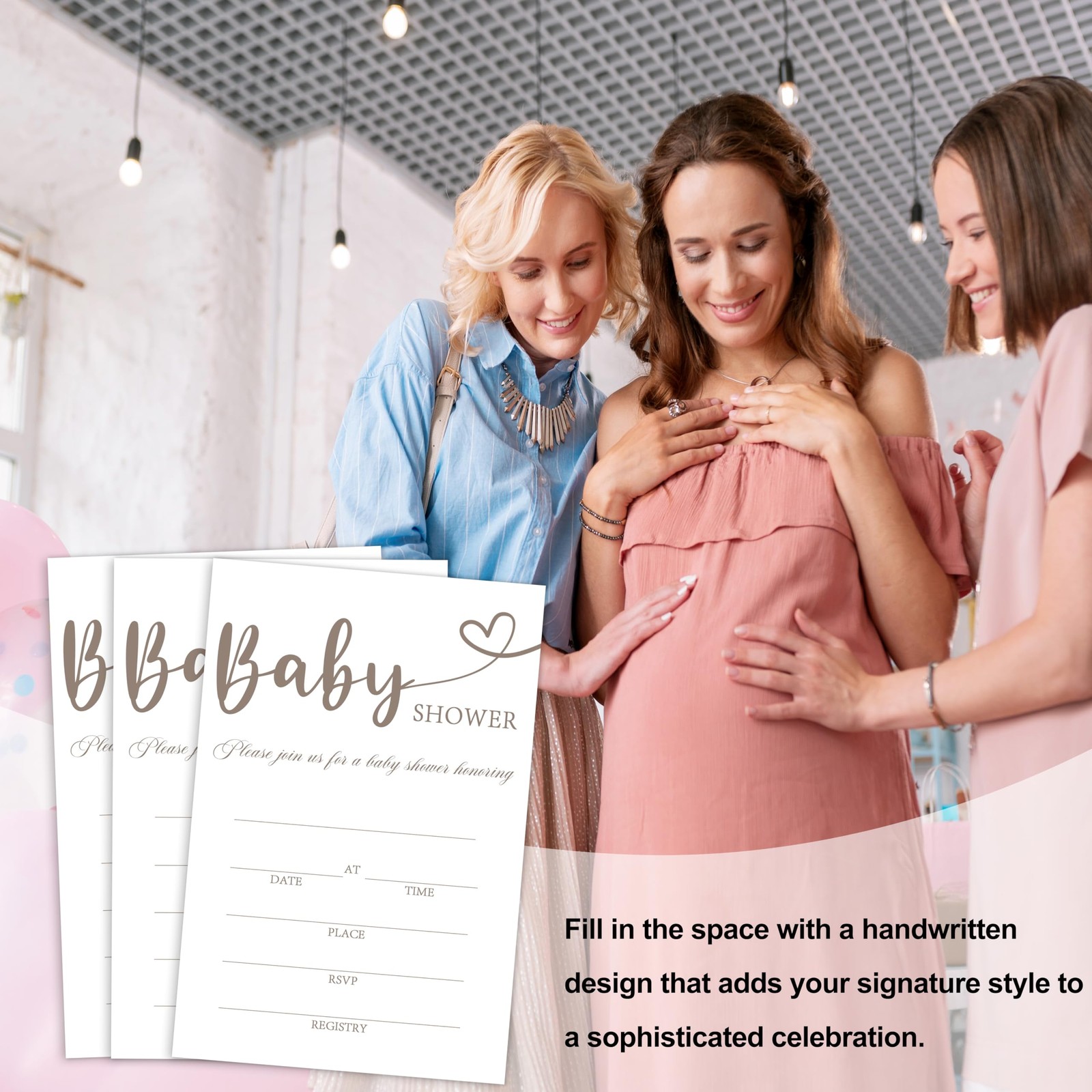 25 PCS Minimalist Baby Shower Invitations Gender Neutral Envelopes Modern