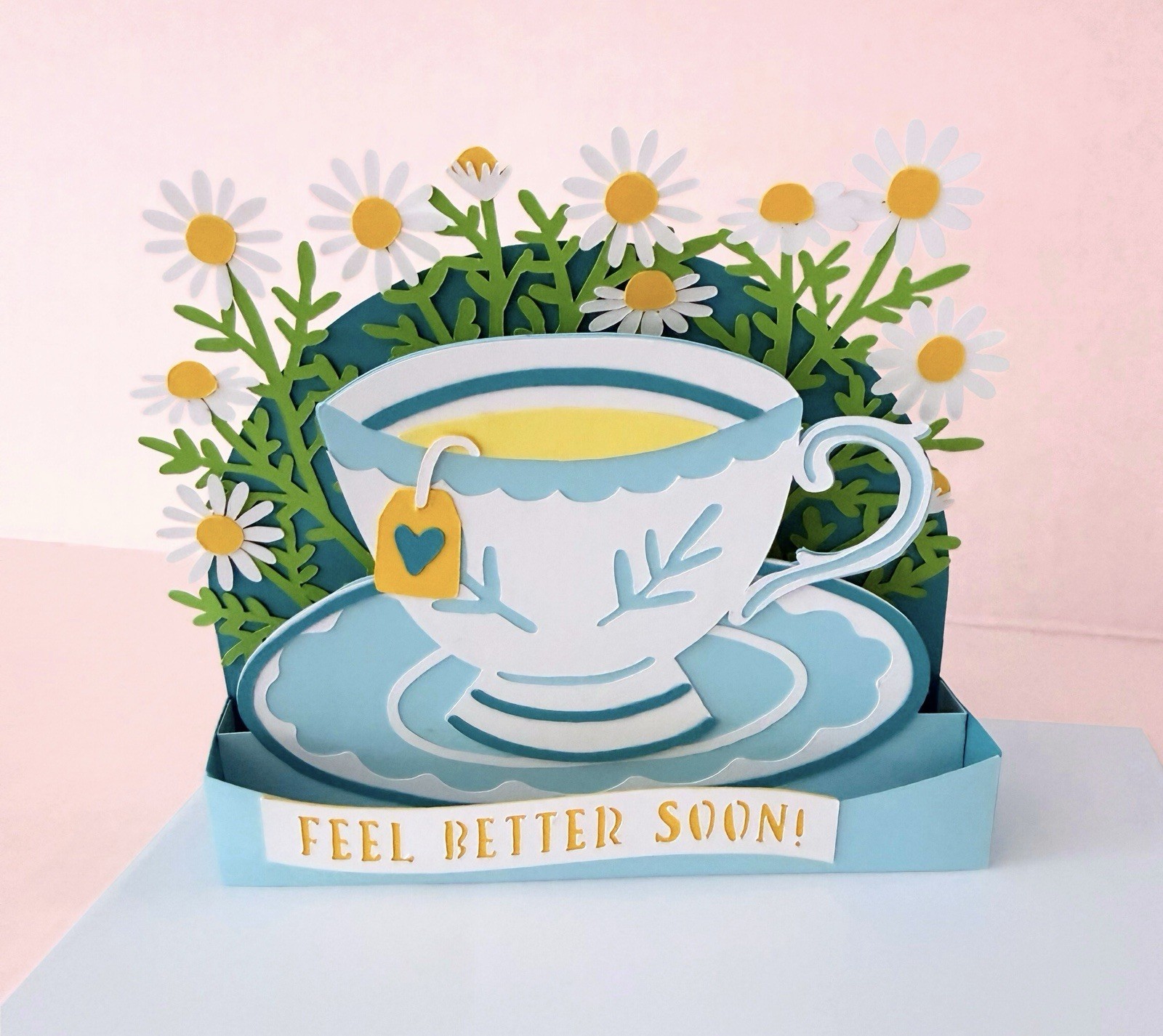 Handmade Feel Better Soon Pop Up Card – Teacup & Daisies Get Well Card