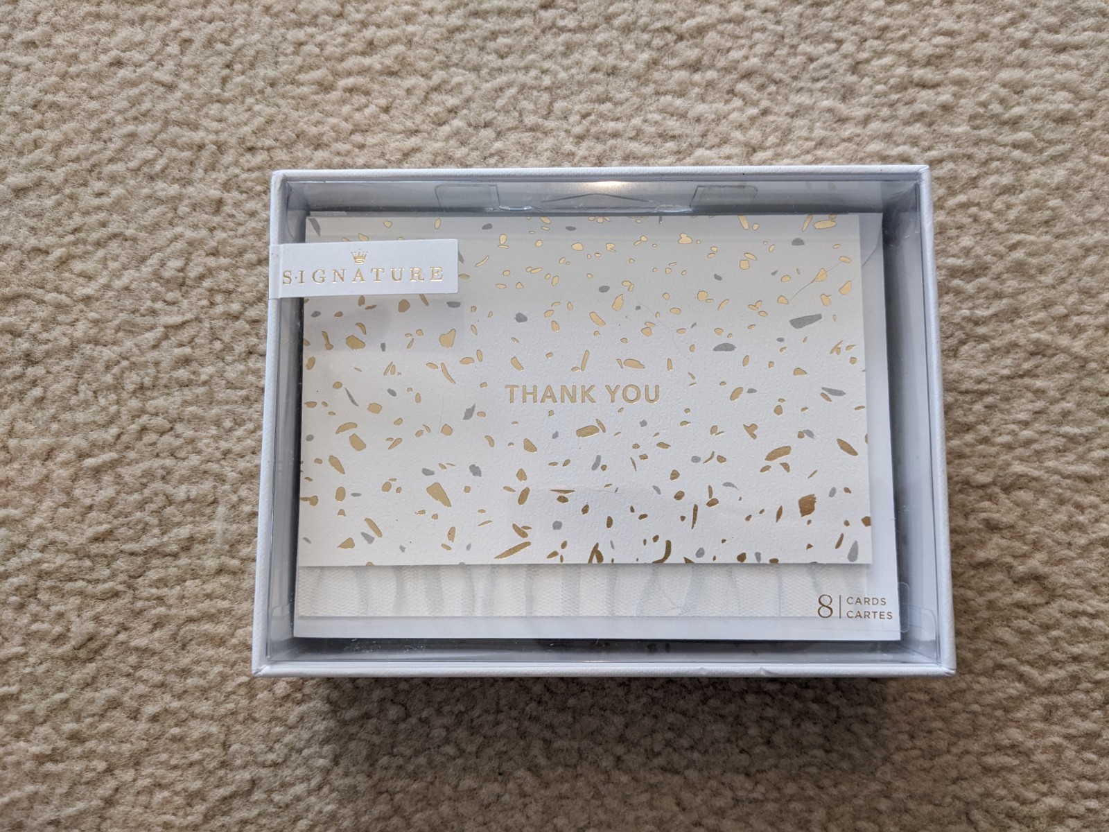 Hallmark Signature Thank You Cards Box 8pk + Envelopes Silver Gold Lace Neutral