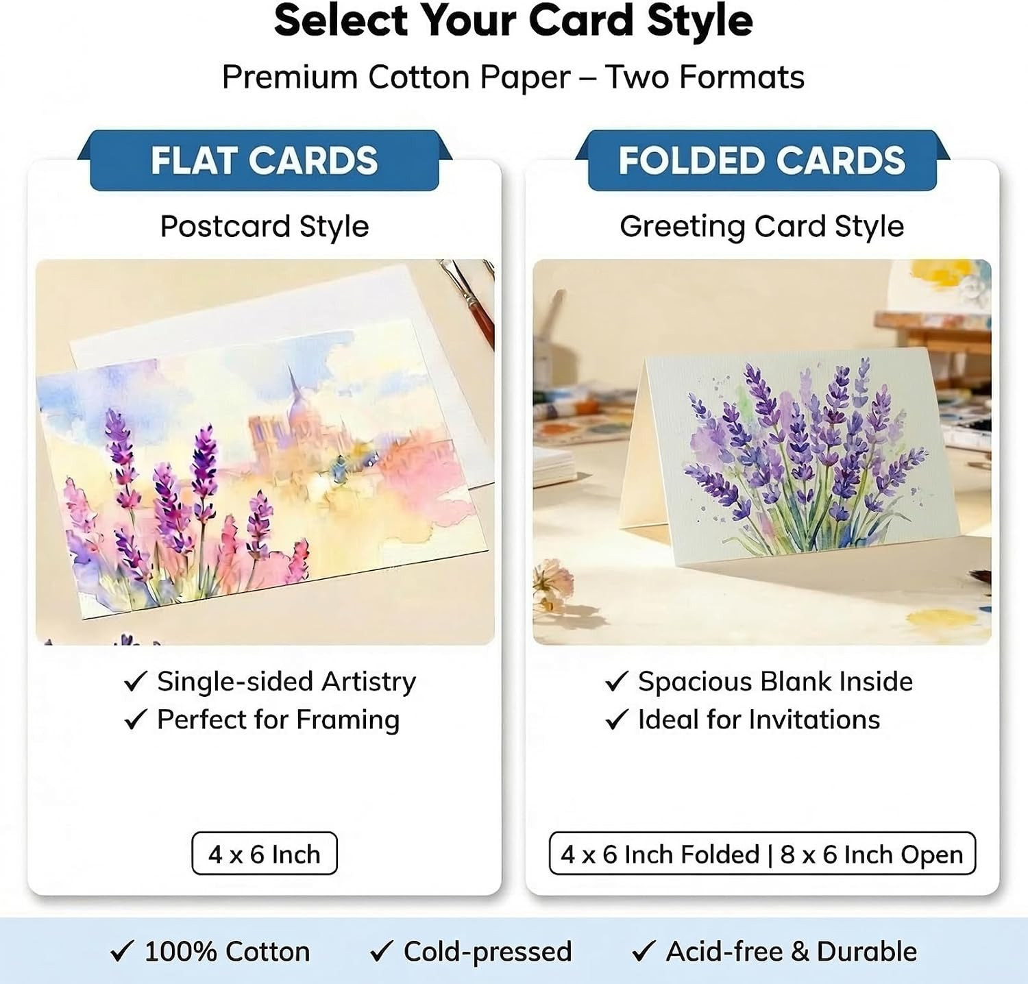 24 Sets Pre-Scored Folded Watercolor Cards with Envelopes & Seals – 4 X 6 Inches