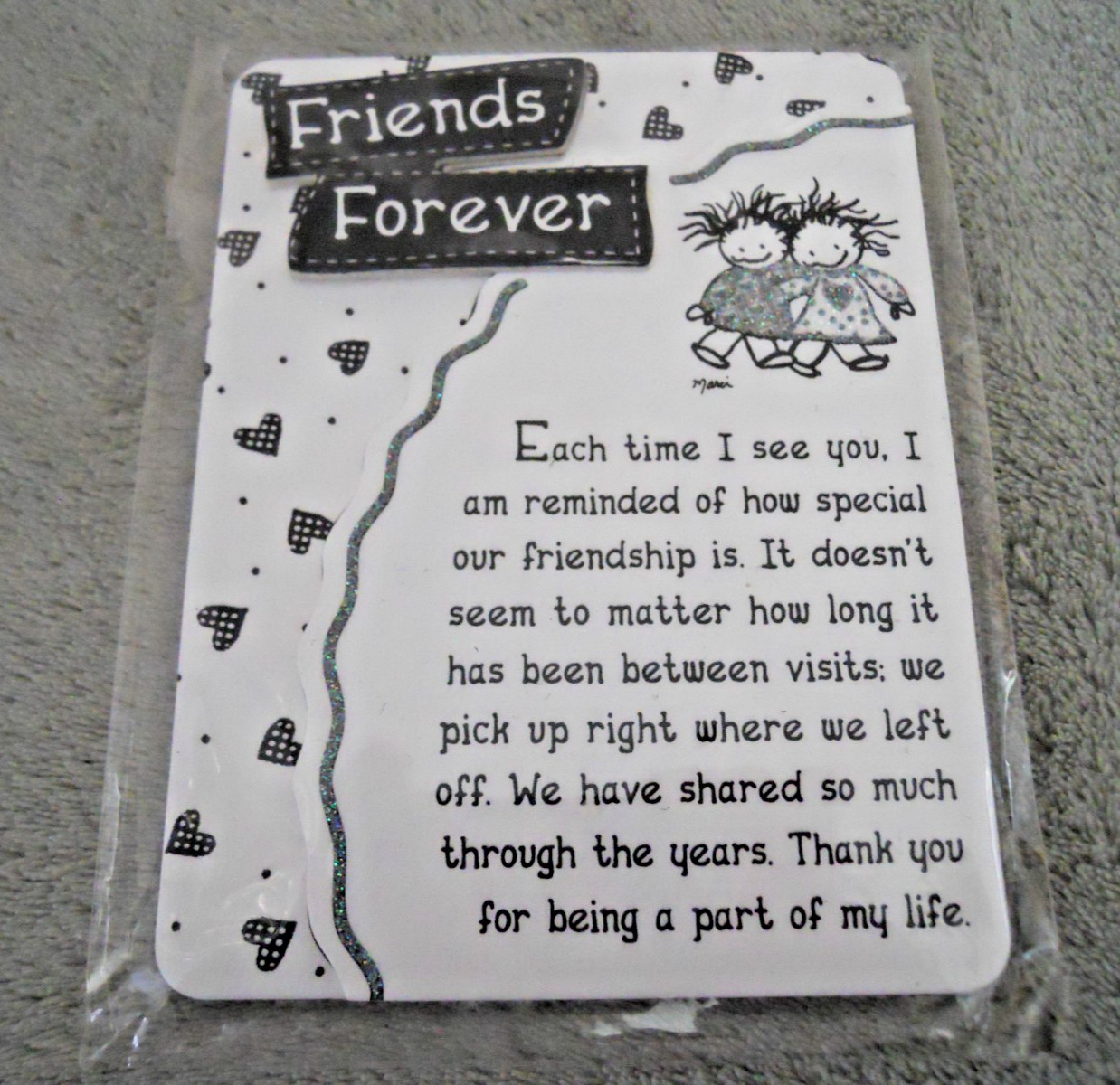 Blue Mountain Arts Mini Easel Print Magnet “Friends Forever” 3D Friendship NEW