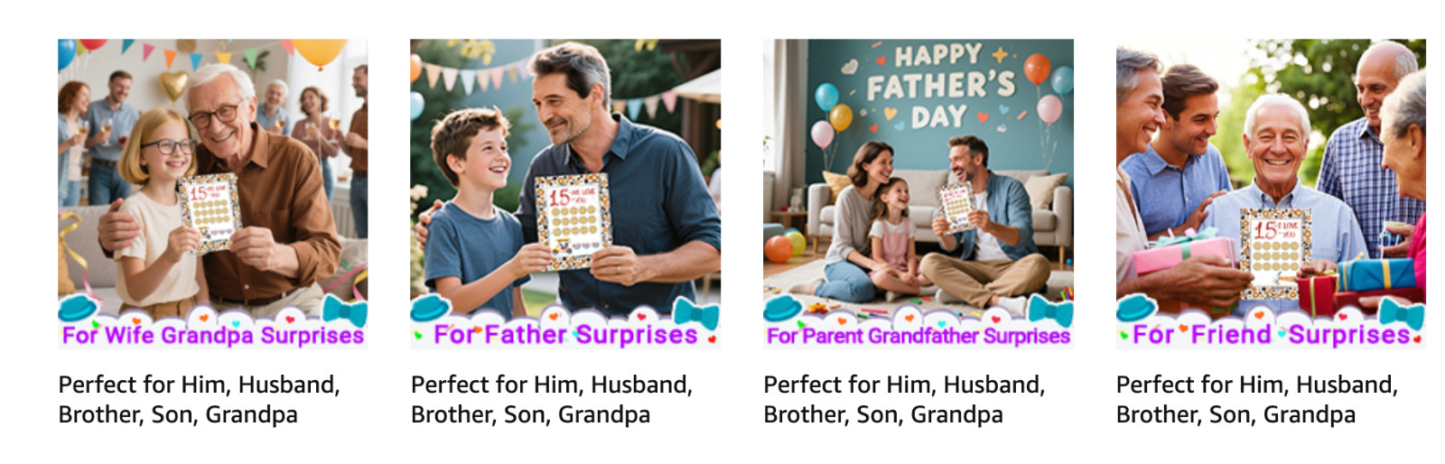 Father’s Day 15 Things I or We Love About You Scratch Off Cards, 2Pcs