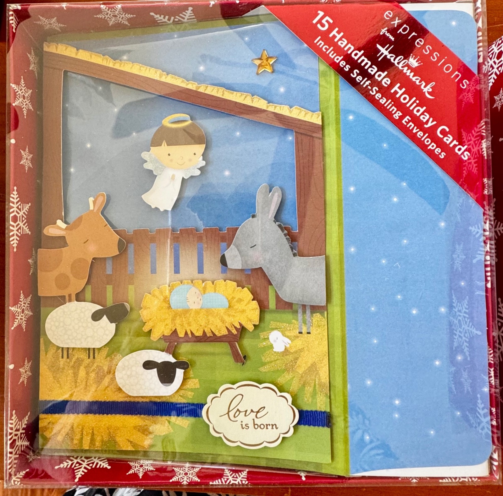 NEW Box 15 Hallmark Expressions 3D Christmas Cards W/ Envelopes “Love is Born”