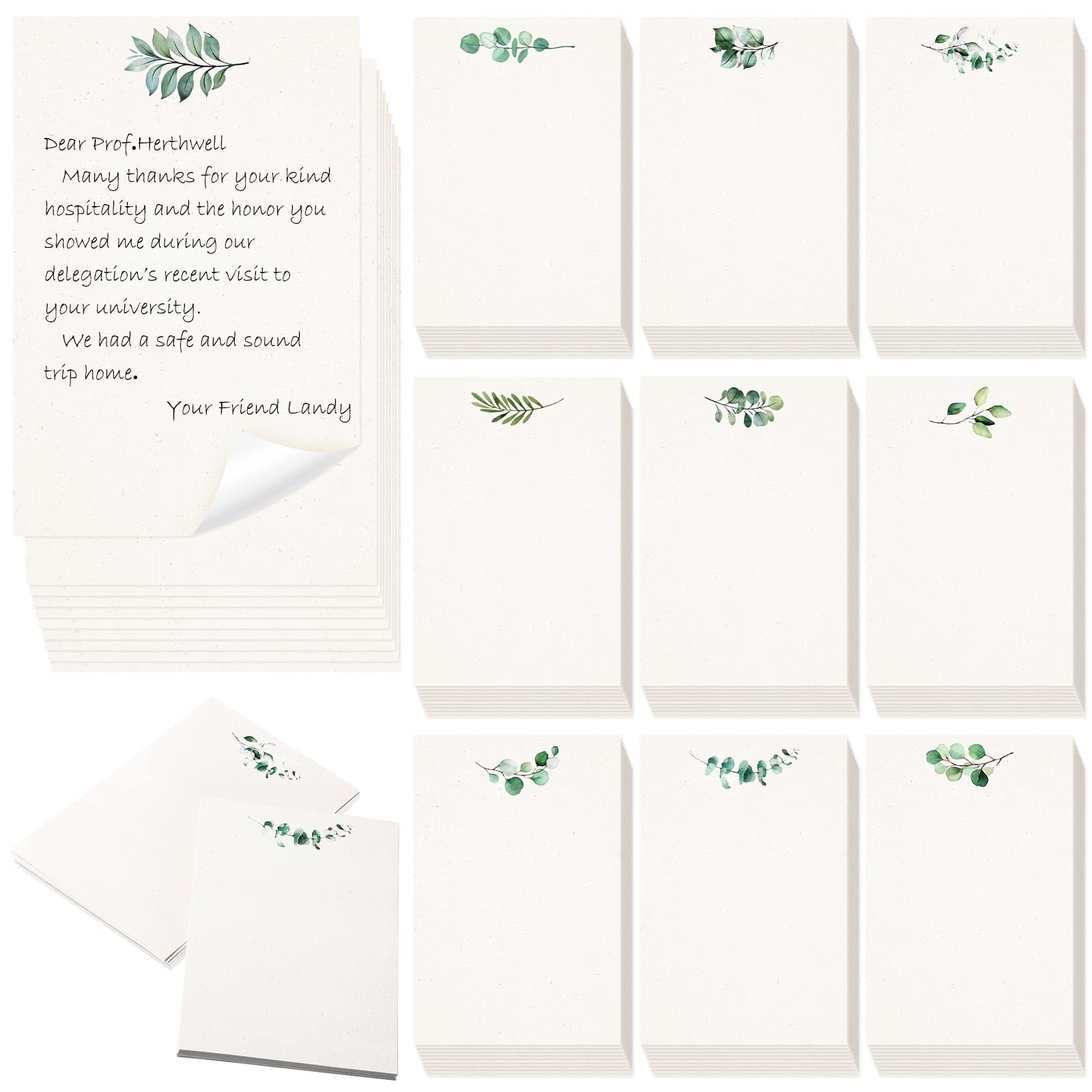 100 Pcs Greenery Note Cards 4x6in, Eucalyptus Leaves Blank Note Cardstock Flo…
