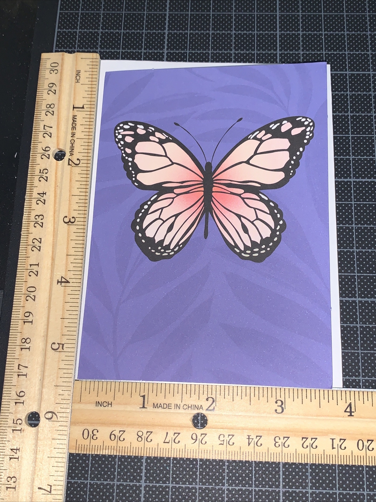 Hallmark Blank Note Card For Any Occasion: Purple Leaf & Pink Monarch Butterfly
